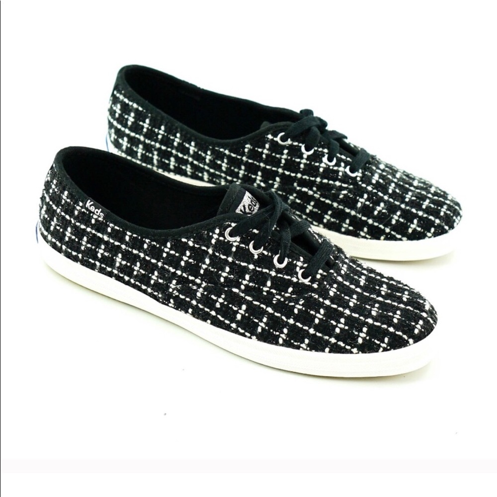 Keds x Katespade black and white tweed sneakers